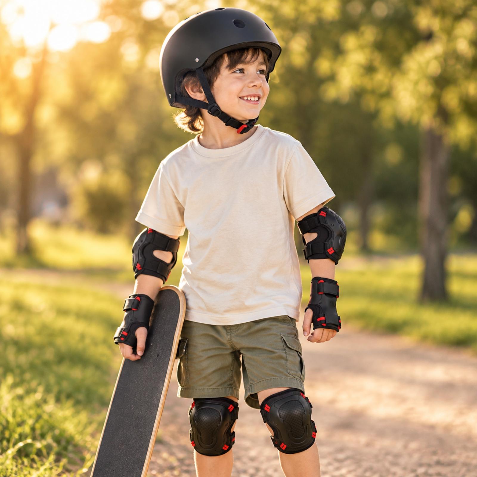 Scooter Helmet Set - ABS Sert Kabuklu Kaykay Kaskı, Dizlik,