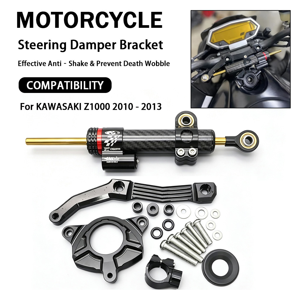 Steering Damper Stabilizer Kit Cnc - Alüminyum CNC motosiklet direksiyon sabitleyici, KAWASAKI