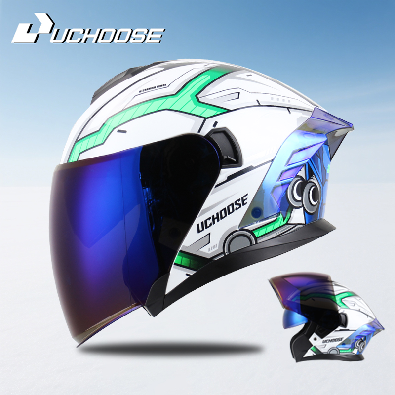 Scooter Helmet Set - 715 Motosiklet Açık Yüz Kaskı Erkekler