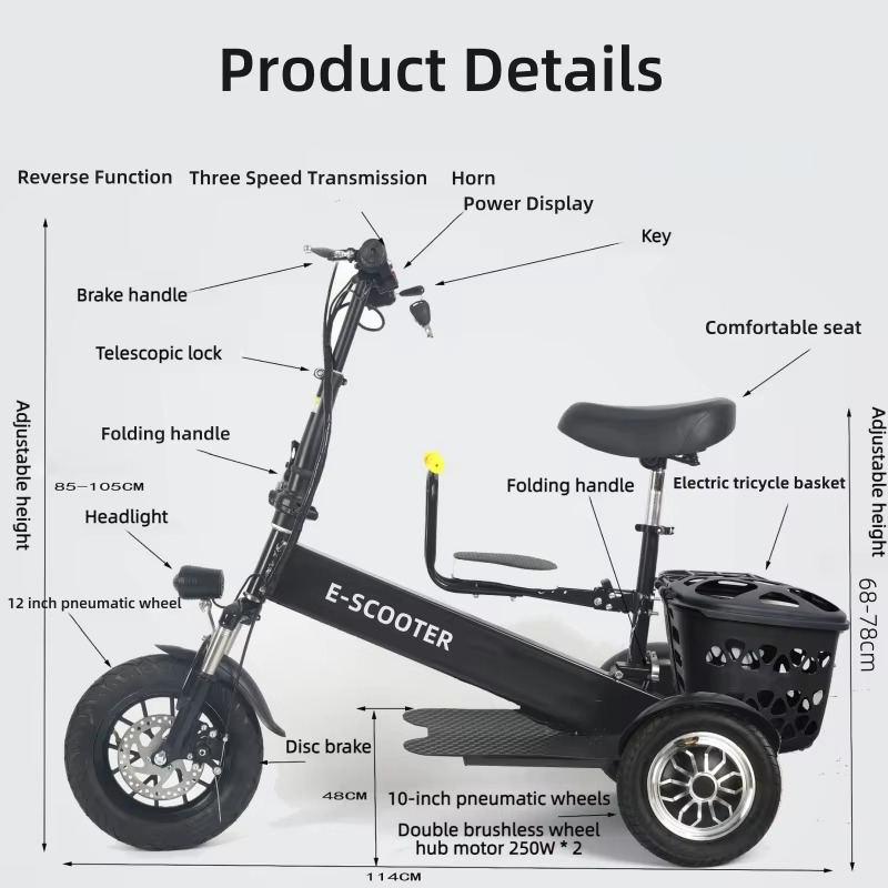 【2026】3 Tekerlekli 2 Kişilik K - Electric Scooter 500W incelemesi ve fiyatı