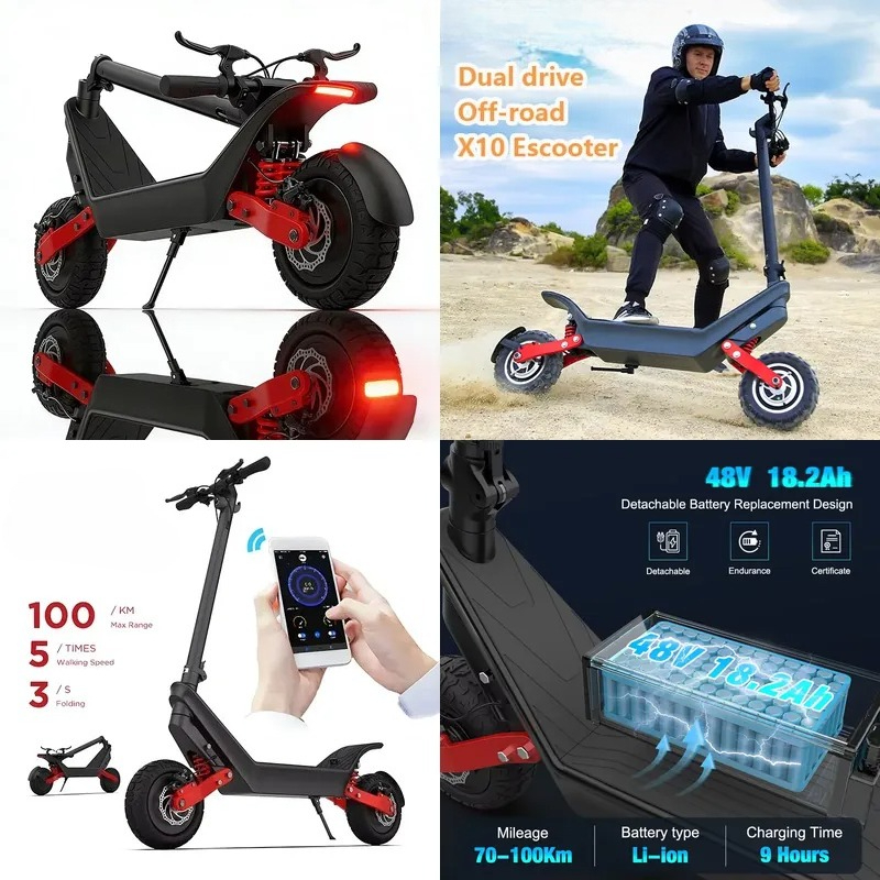 Güçlü 2000W Çift Motorlu X10 E - Electric Scooter Adults incelemesi ve fiyatı