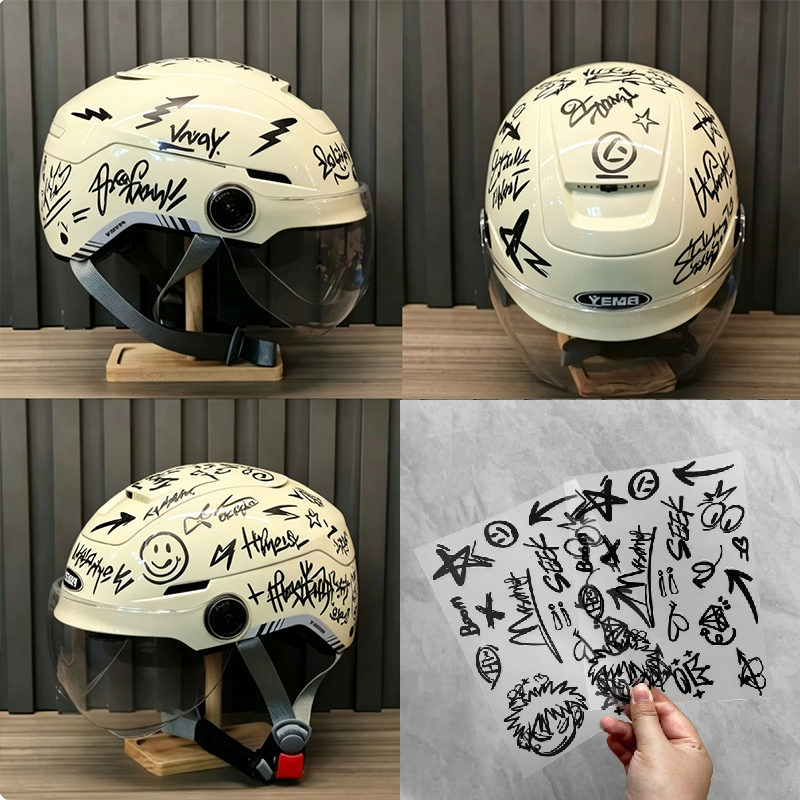 2 adet Punk Graffiti Motosikle - Scooter Helmet Set incelemesi ve fiyatı